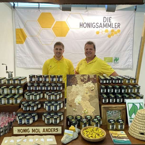 Naturland and Partners booth dei Honigsammler at BioSüd 2021 trade fair in Augsburg, Germany
